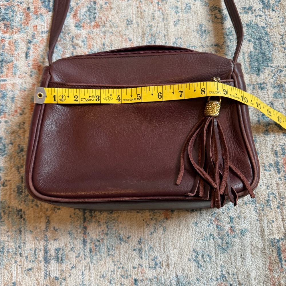 Tignanello Deep Burgundy Leather Crossbody with Tassel - Picture 3 of 14